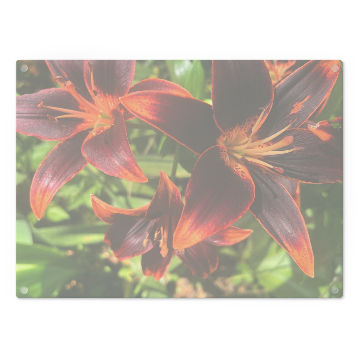 "Purple and Orange Flowers" Cutting Board