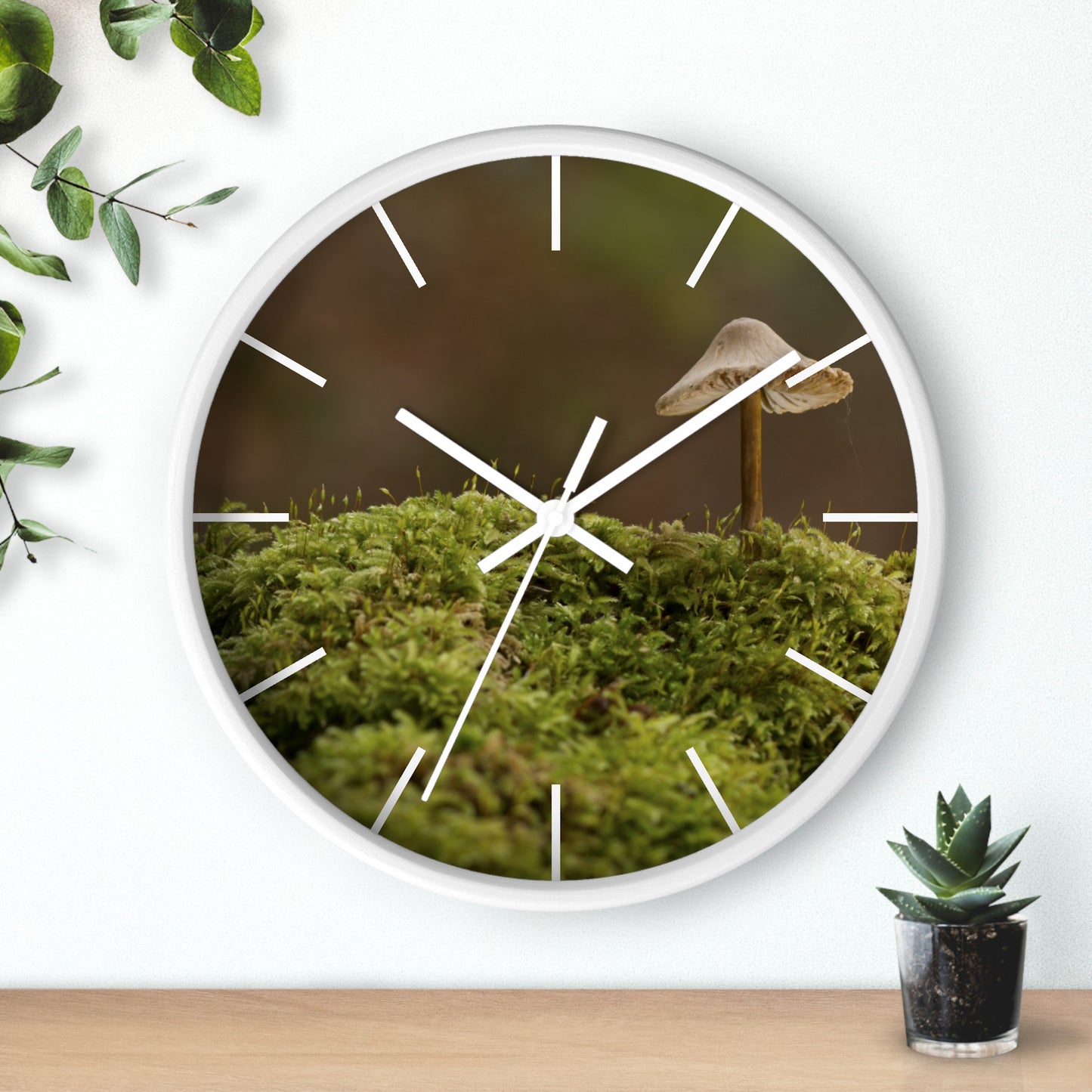 "Mushroom on Mossy Mound" Wall Clock