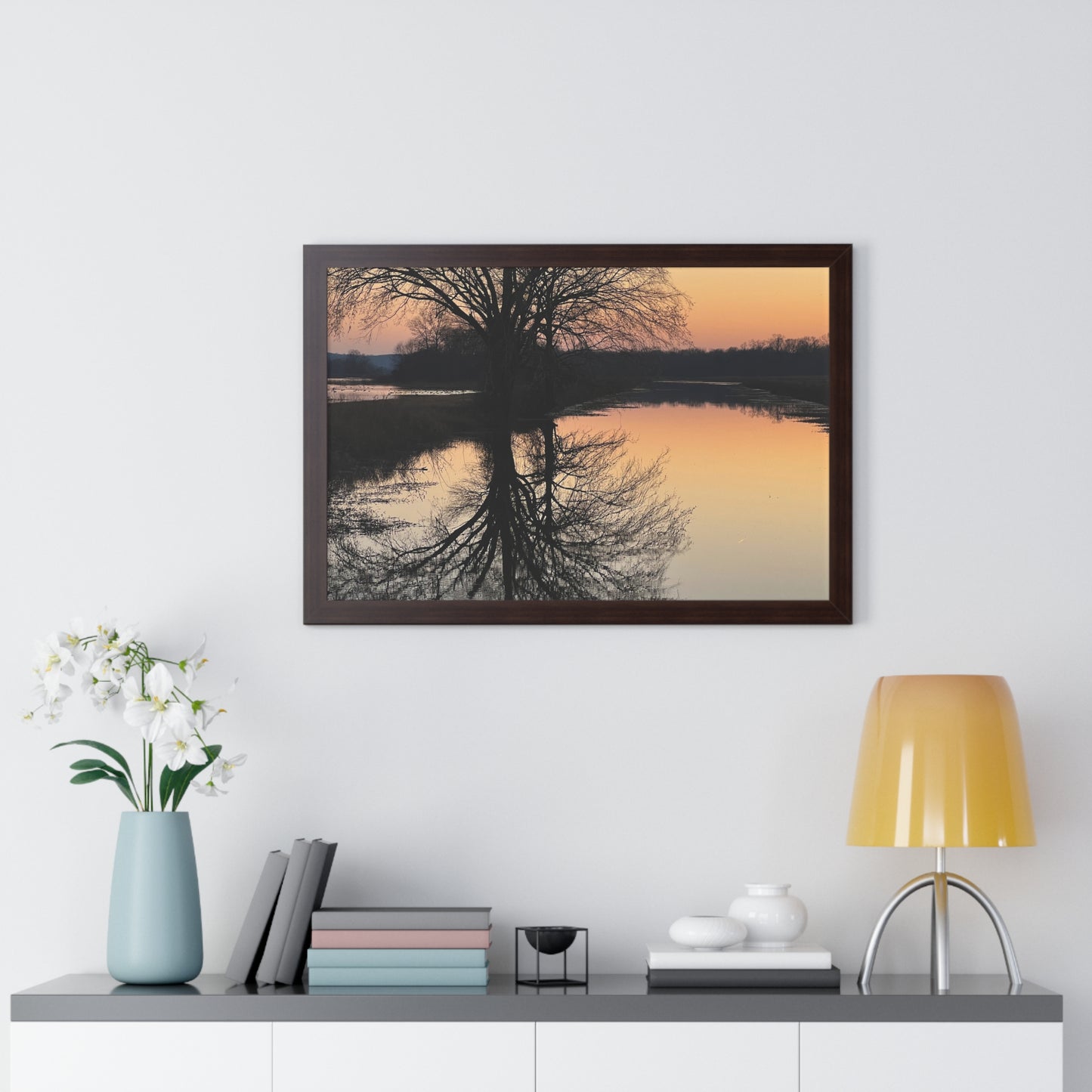 “Reflection At Sunset” Framed Poster