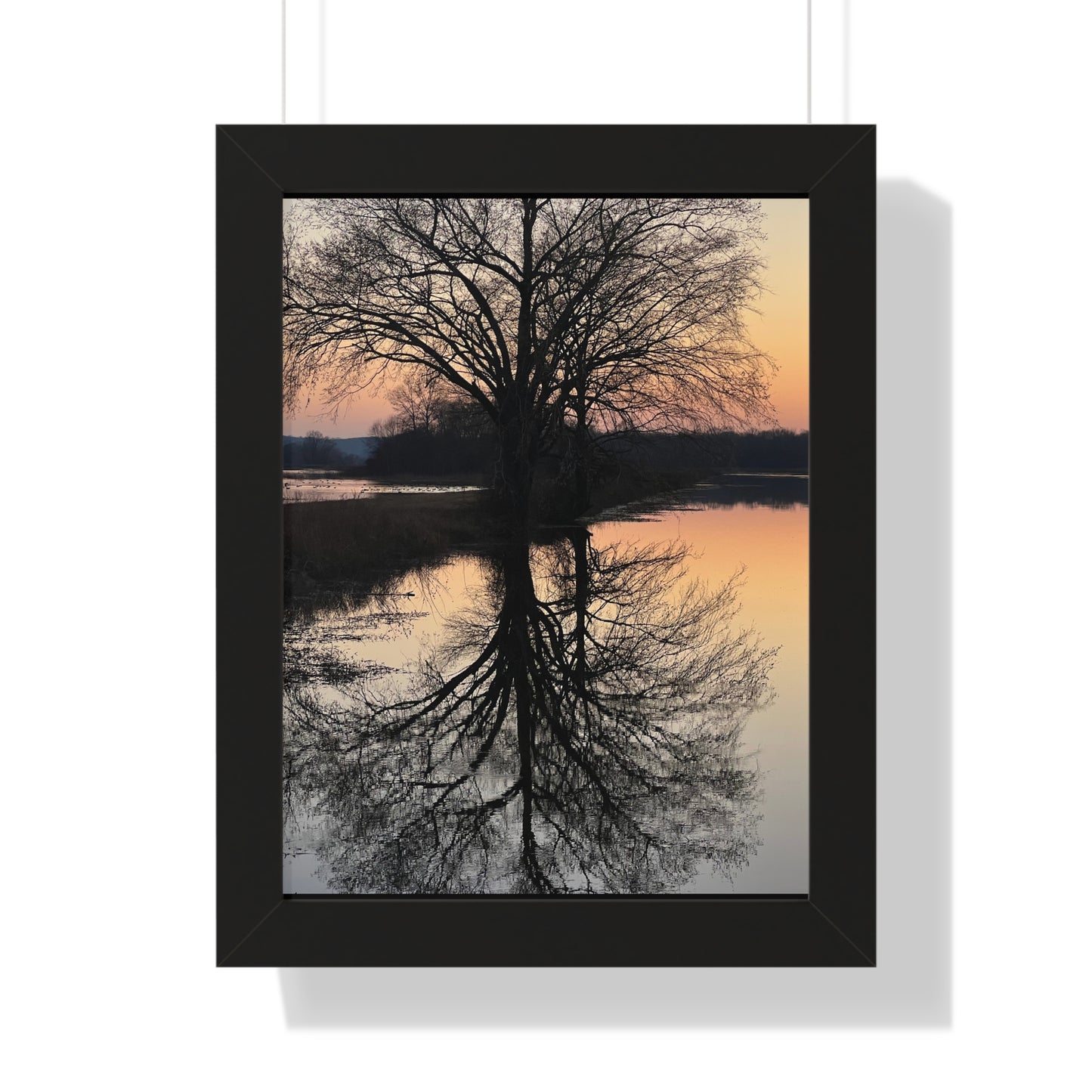 “Reflection At Sunset” Framed Vertical Poster