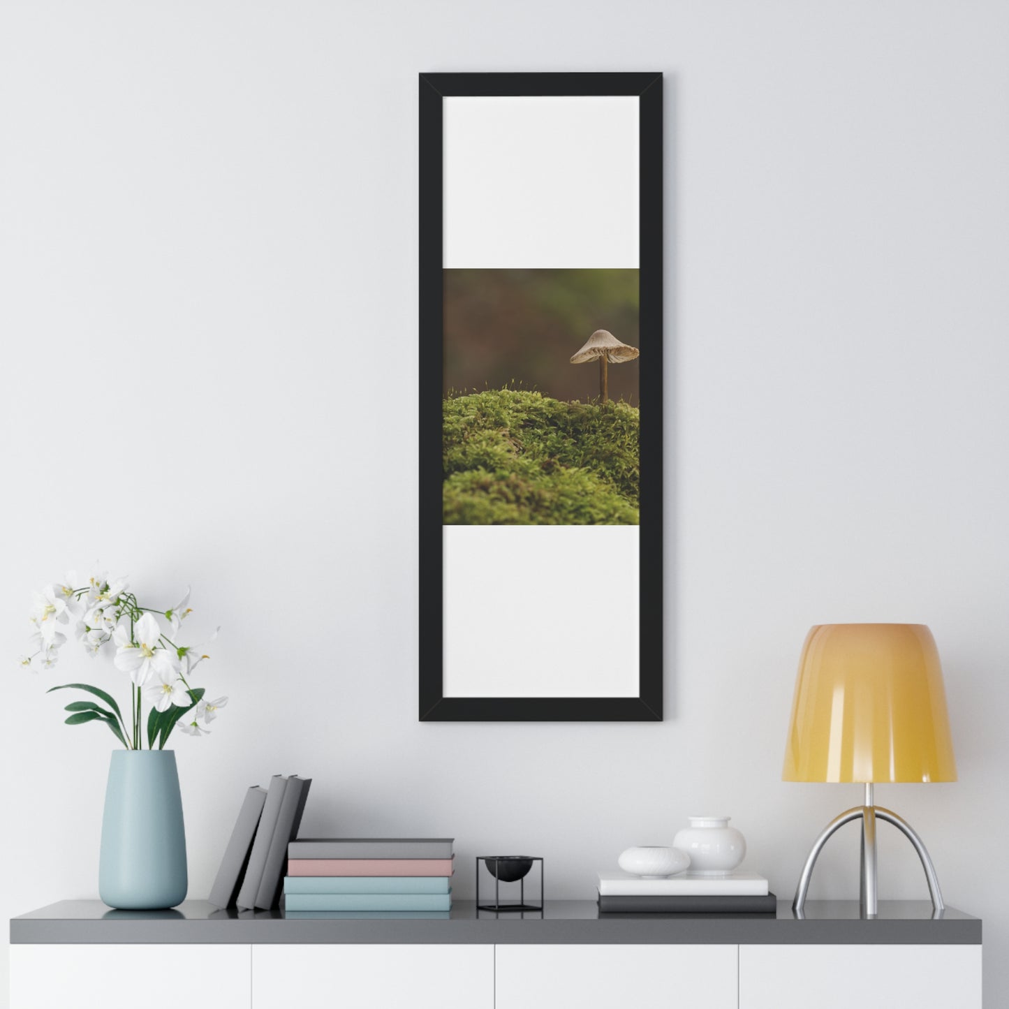 "Mushroom on Mossy Mound" Framed Vertical Poster