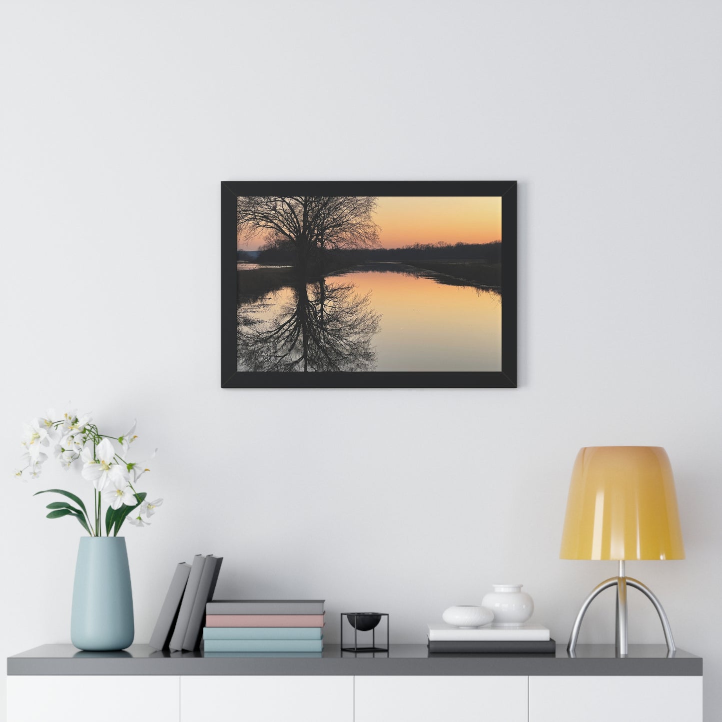 “Reflection At Sunset” Framed Horizontal Poster