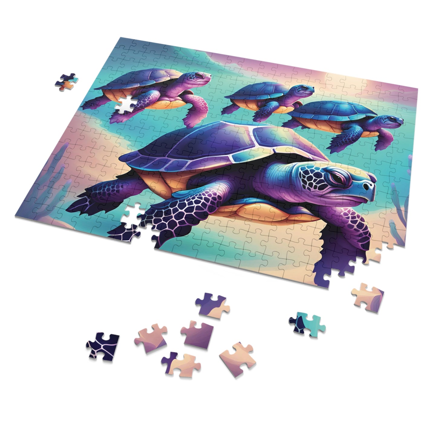 "4 Purple Turtles" Jigsaw Puzzle (30, 110, 252, 500,1000-Piece)