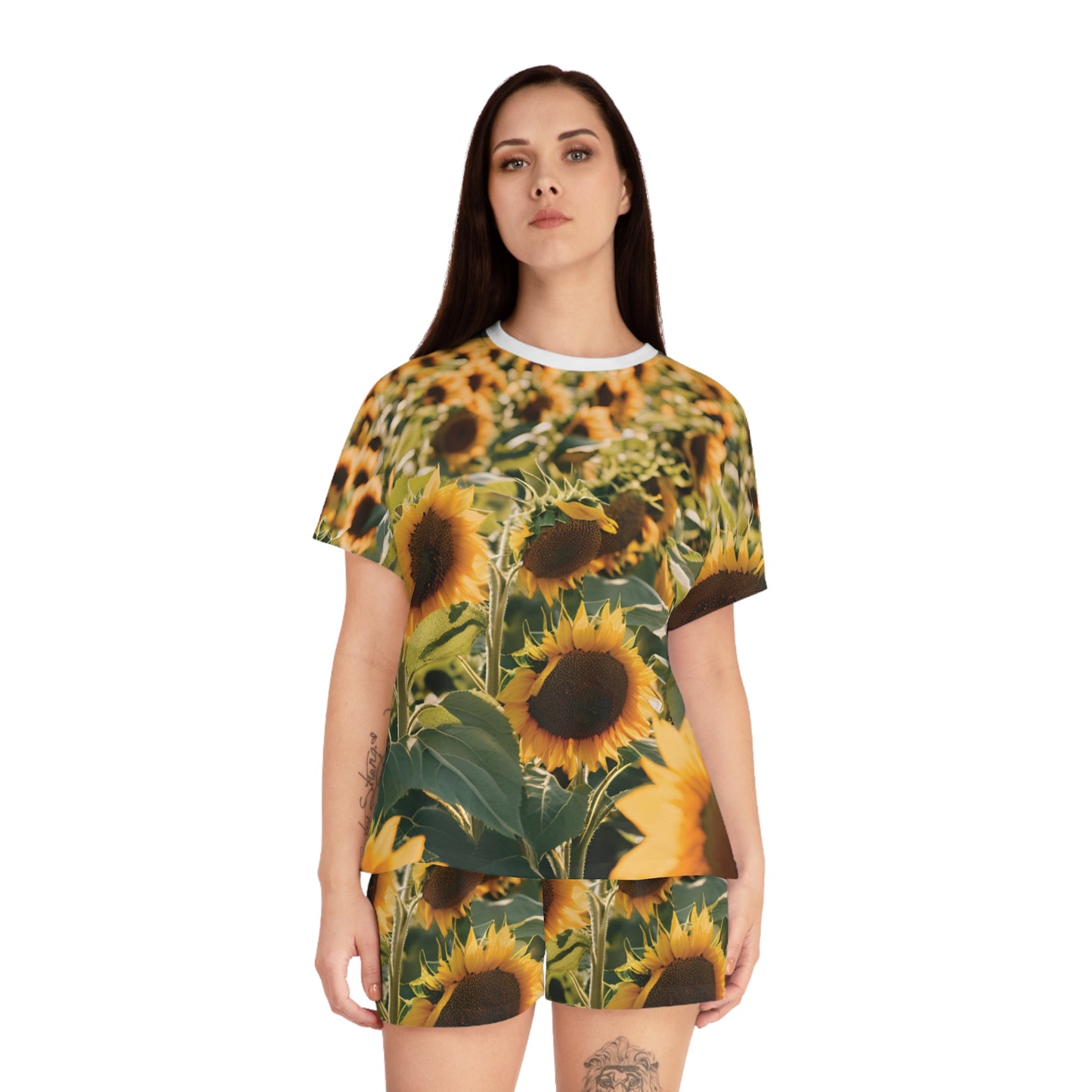 "Sunflower Field" Women's Short Pajama Set (AOP)