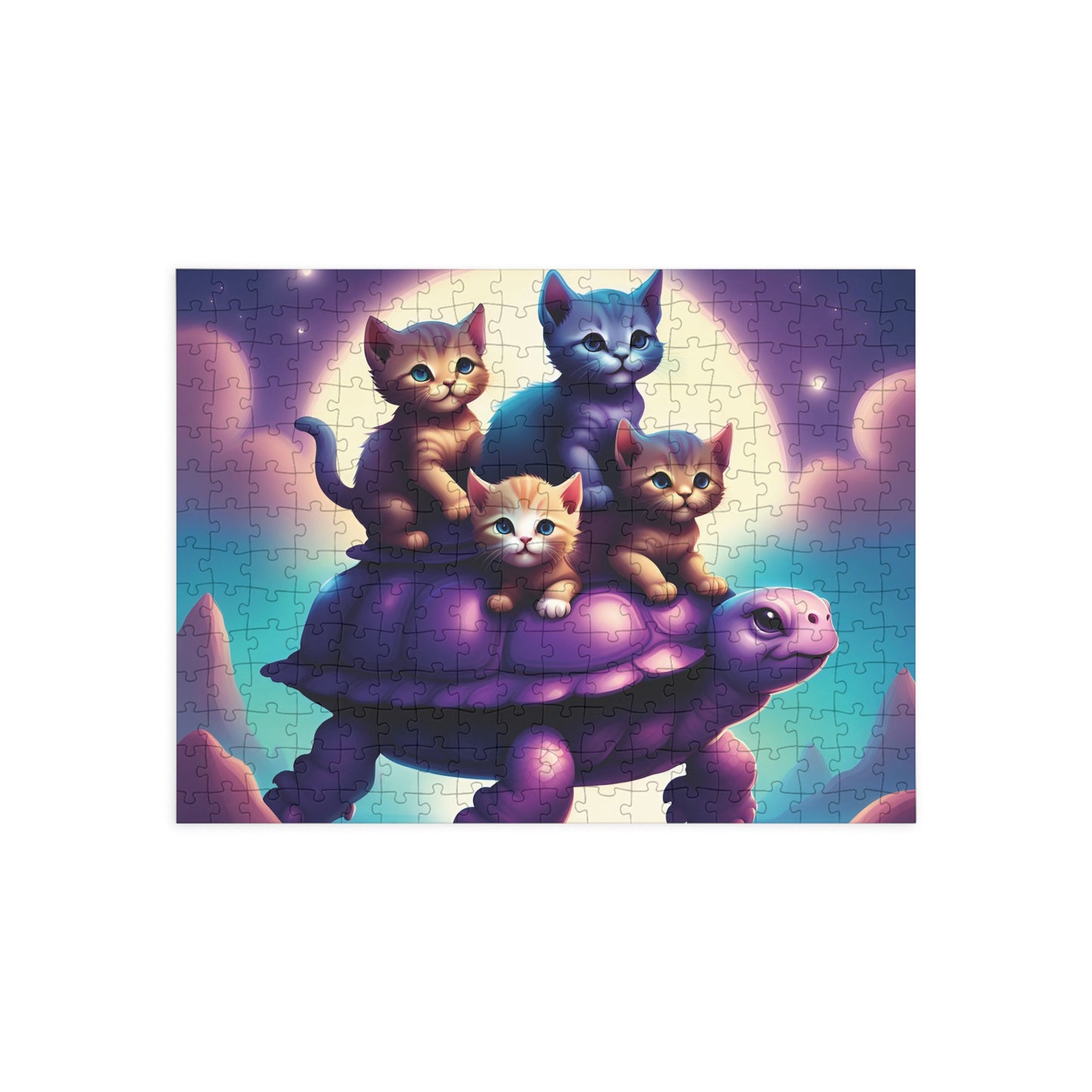 "Moonlit Purple Turtle & Kittens" Puzzle (96, 252, 500, 1000-Piece)