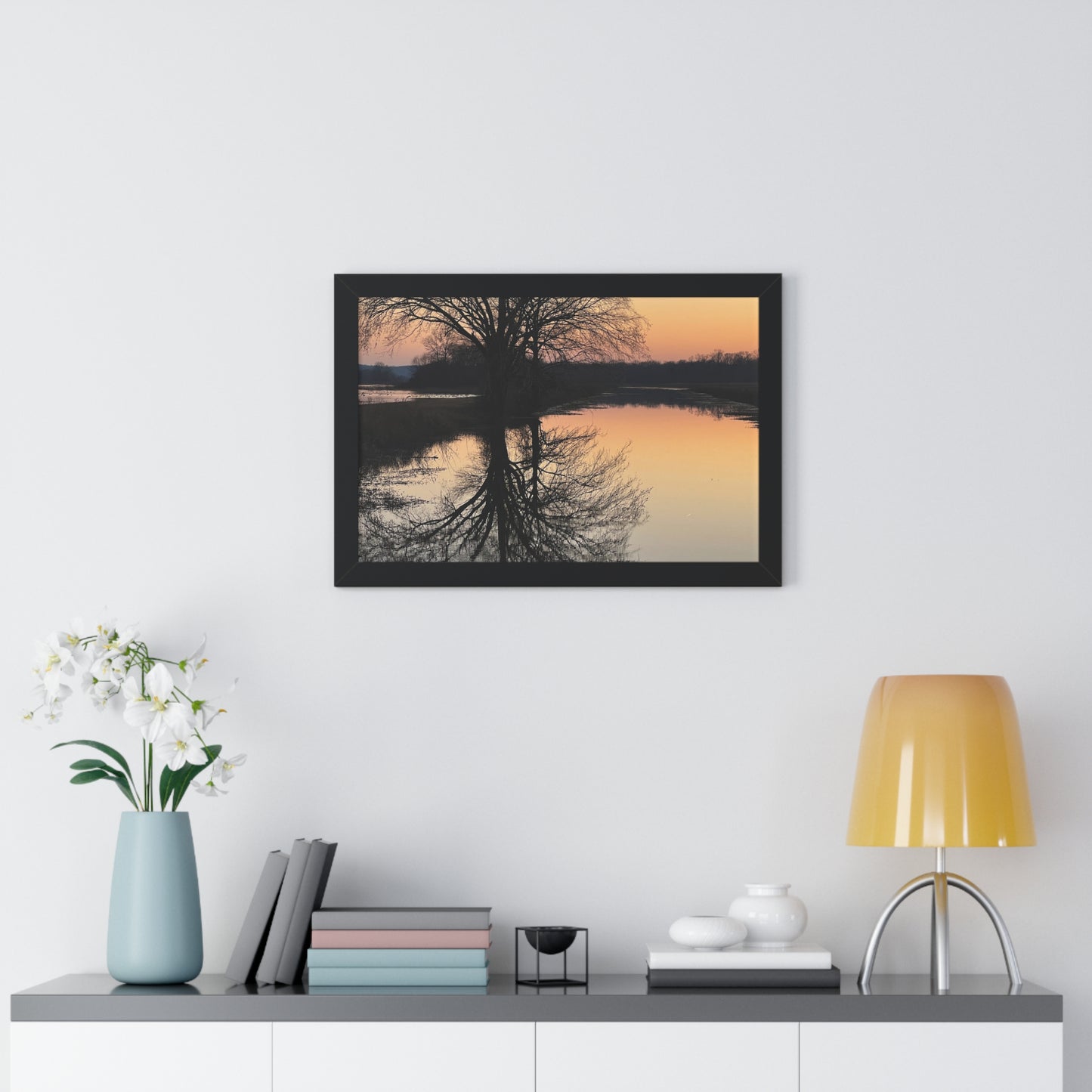 “Reflection At Sunset” Framed Poster