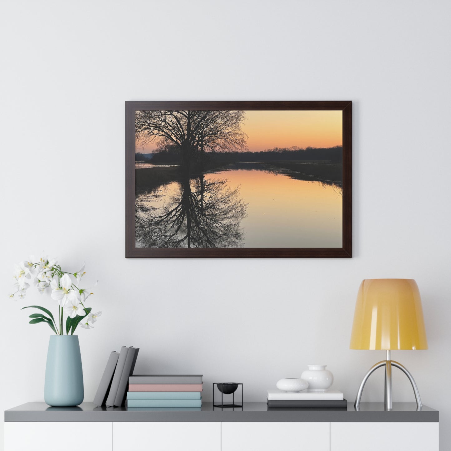 “Reflection At Sunset” Framed Horizontal Poster