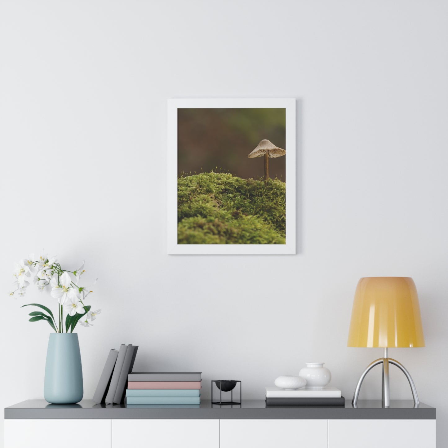 "Mushroom on Mossy Mound" Framed Vertical Poster