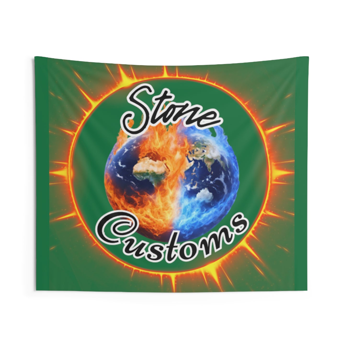 "Stone Customs" Dark Green Indoor Wall Tapestries