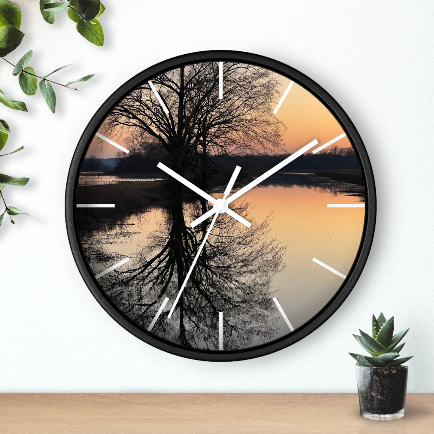 “Reflection At Sunset” Wall Clock