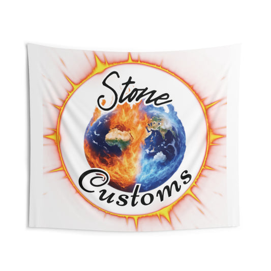 "Stone Customs" White Indoor Wall Tapestries