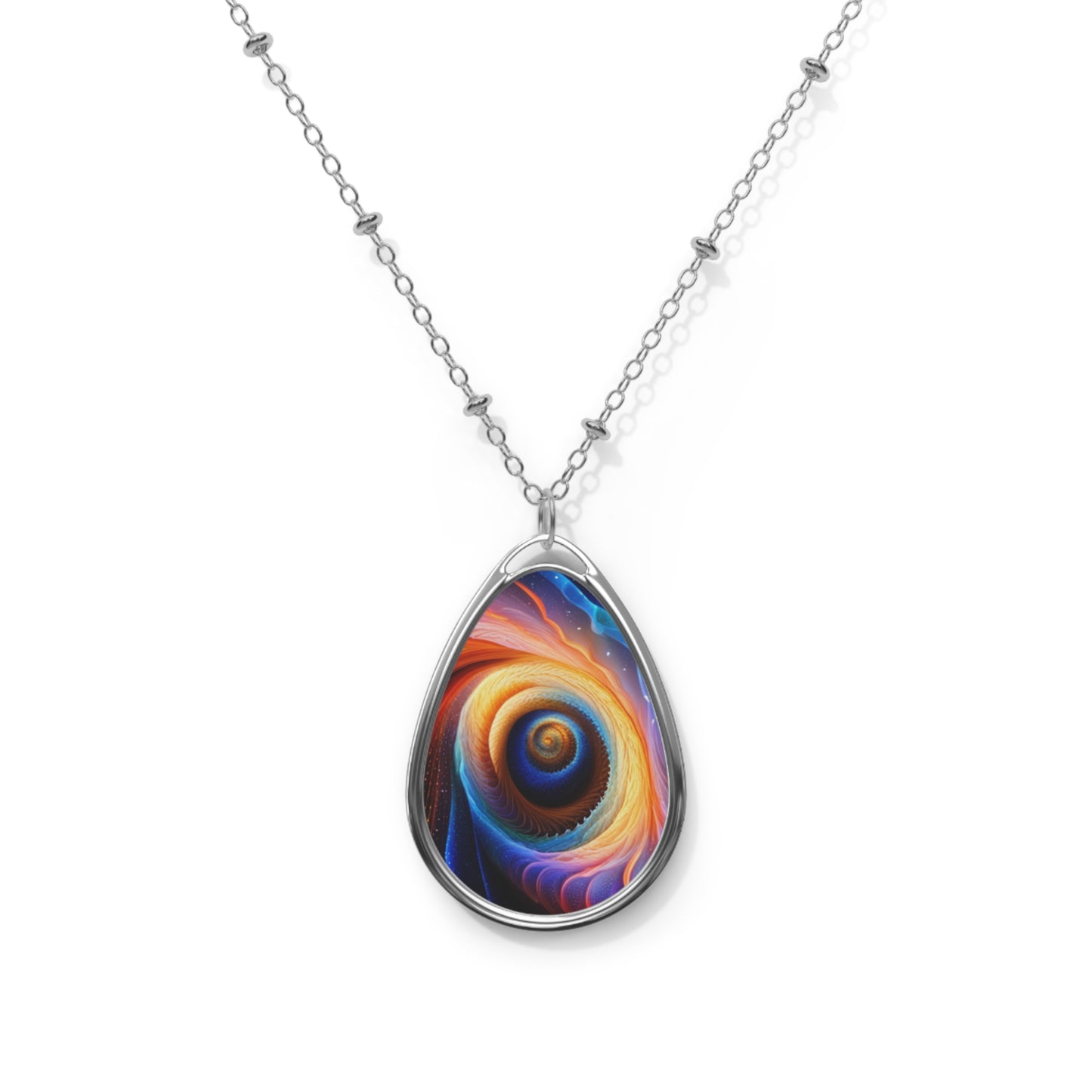 "Cosmic Spiral" Oval Necklace