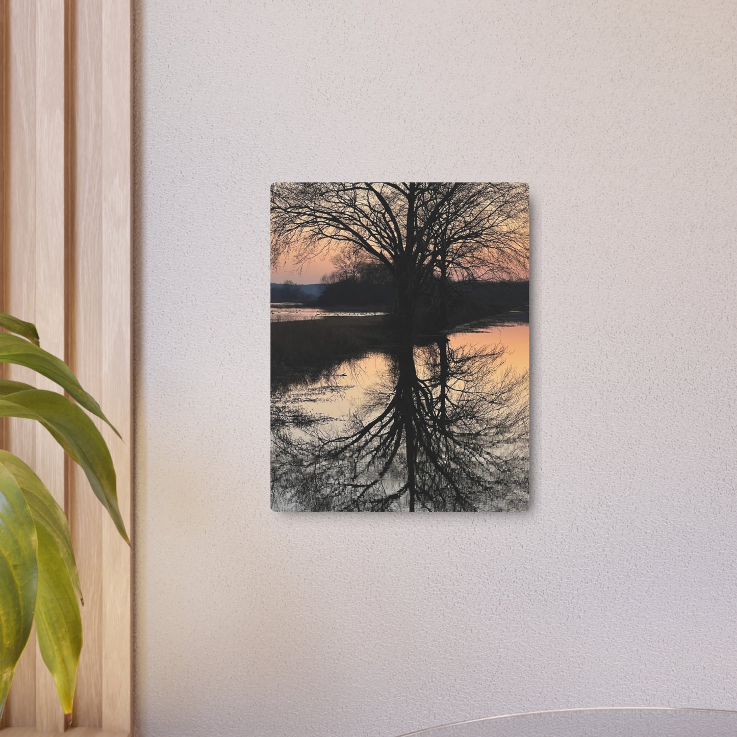 “Reflection At Sunset” Vertical Metal Art Sign