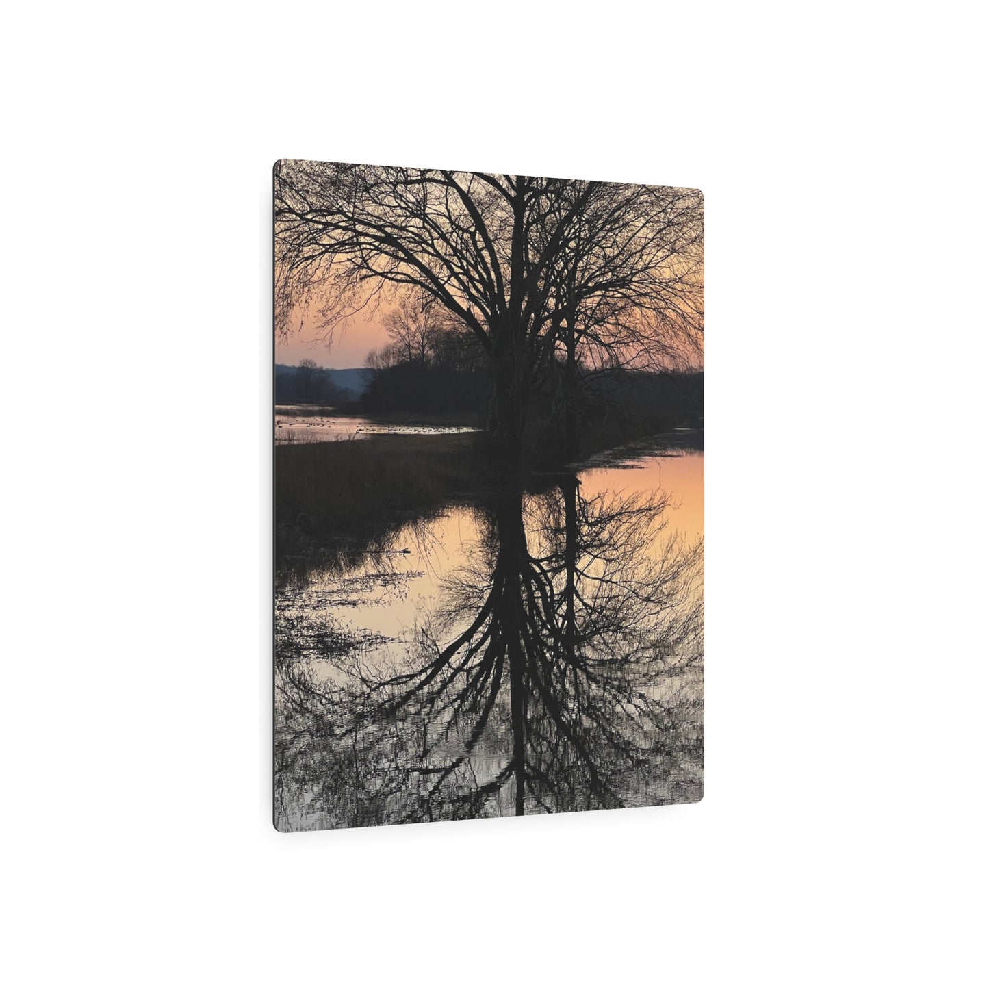 “Reflection At Sunset” Vertical Metal Art Sign