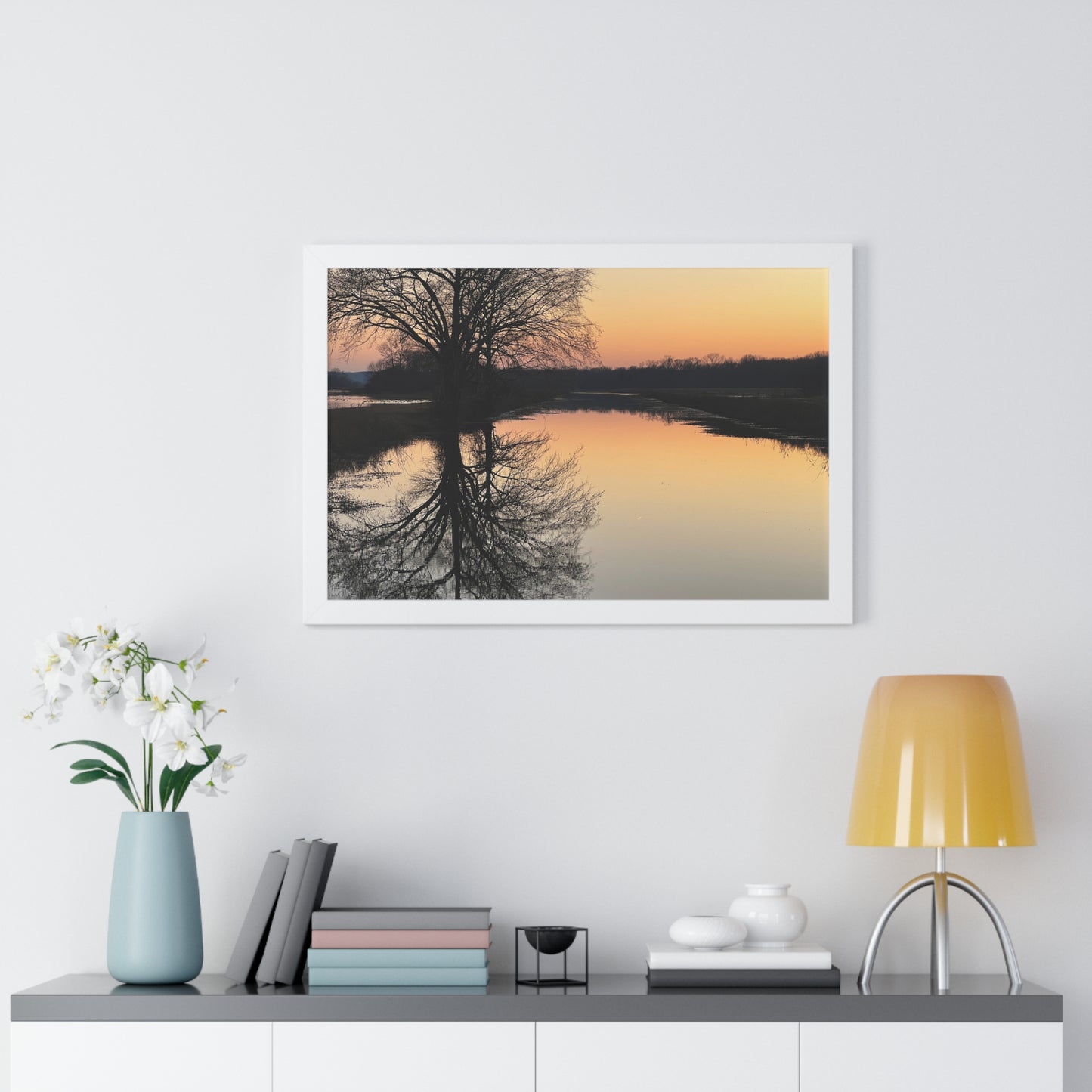 “Reflection At Sunset” Framed Horizontal Poster