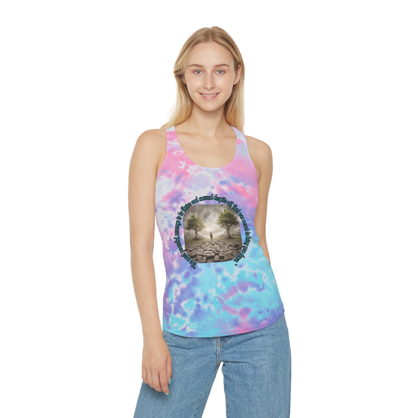 "The Best Revenge/Stone Customs" Tie Dye Racerback Tank Top