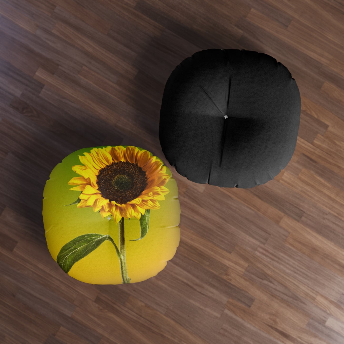 "Sunflower" Tufted Floor Pillow, Round