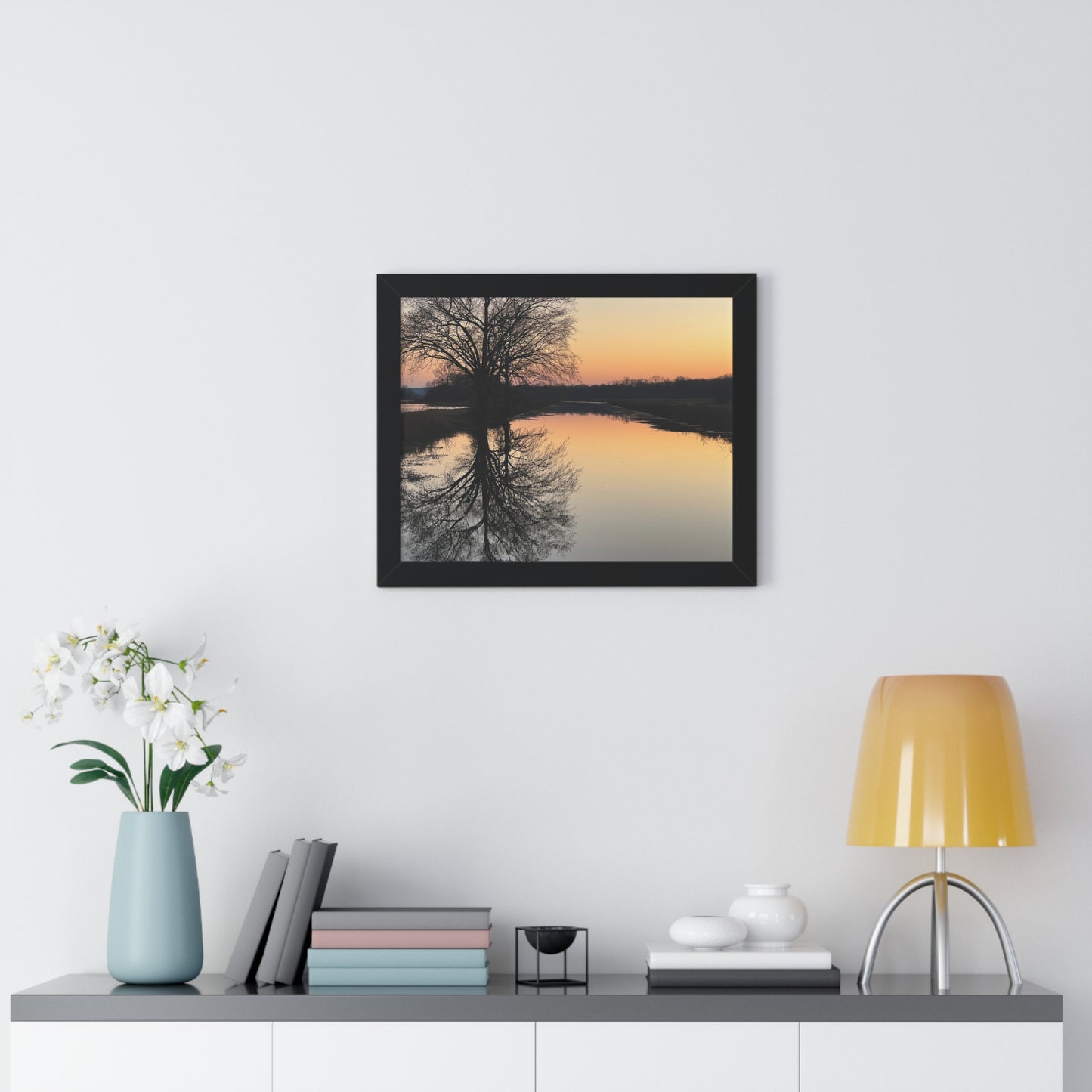 “Reflection At Sunset” Framed Horizontal Poster