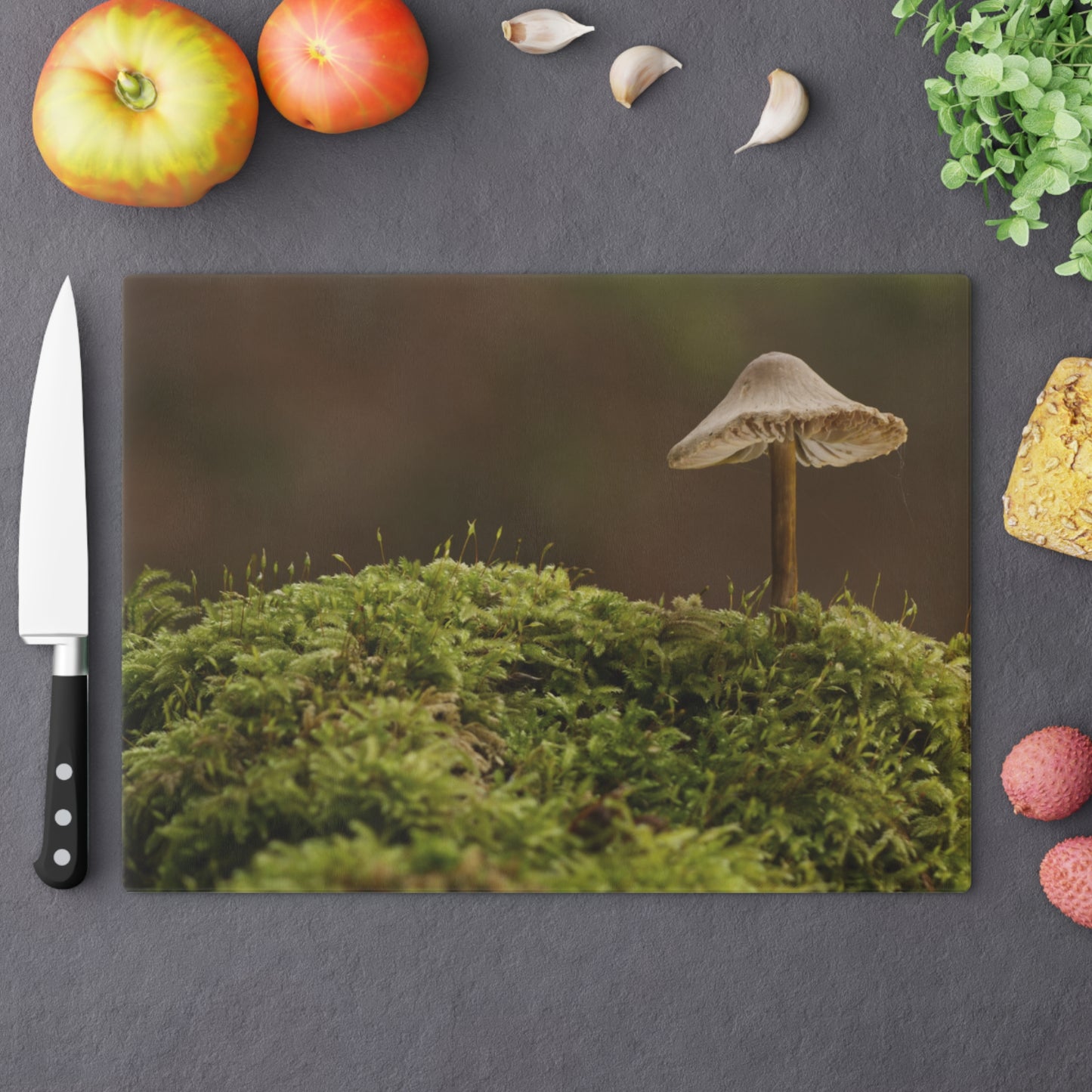 "Mushroom On Mossy Mound" Cutting Board