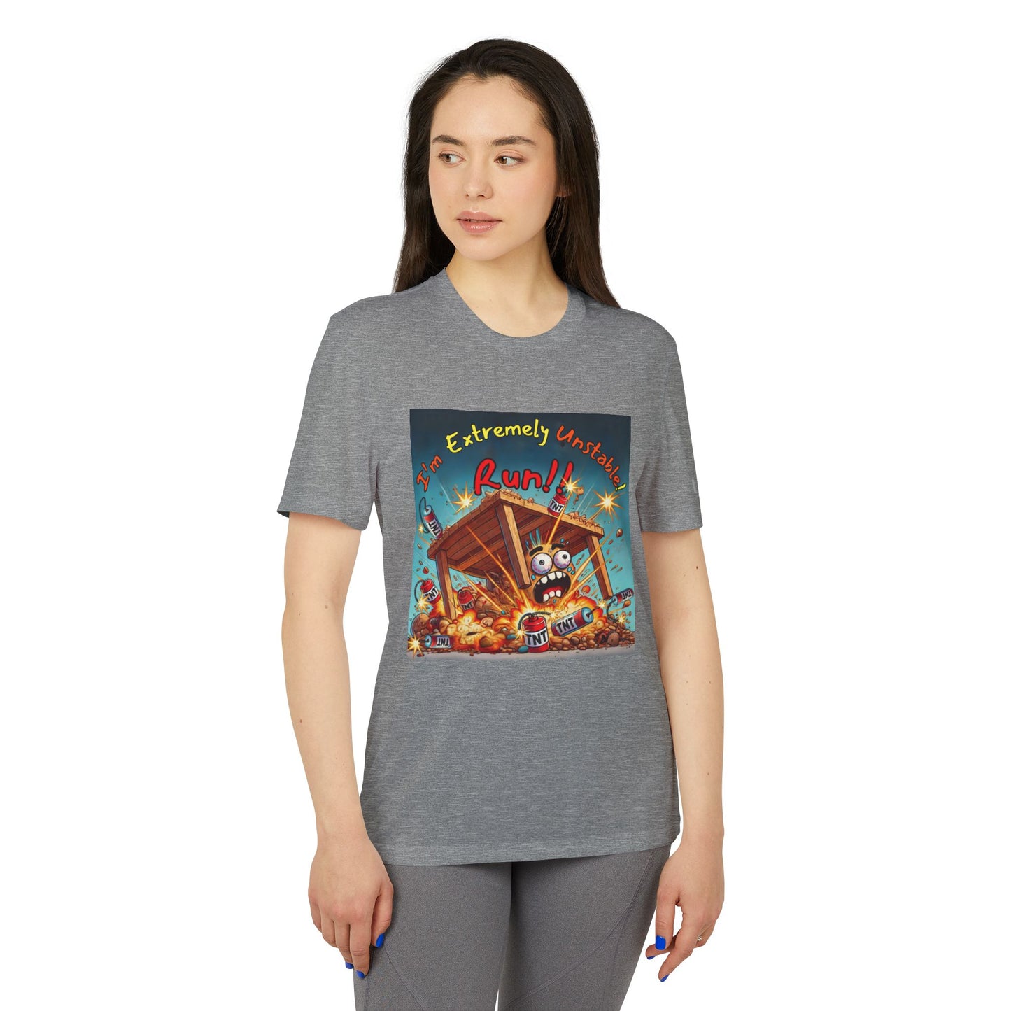 Adidas Sport T-shirt - “I'm Extremely Unstable! Run!”