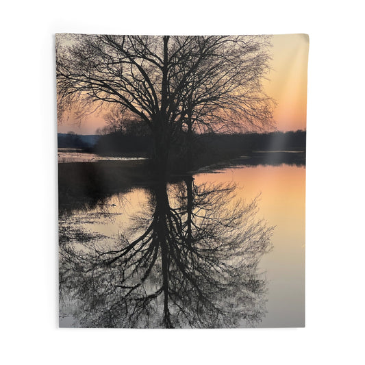 “Reflection At Sunset” Vertical Indoor Wall Tapestries