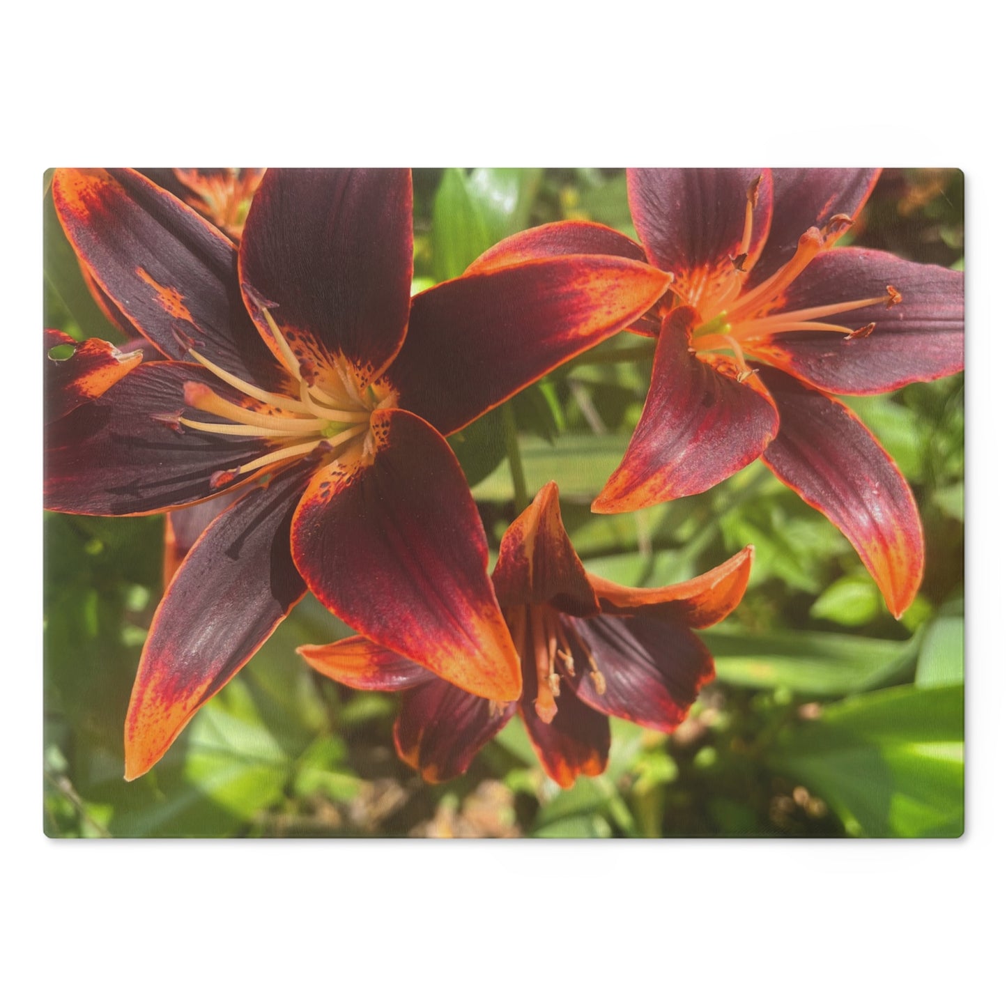 "Purple and Orange Flowers" Cutting Board