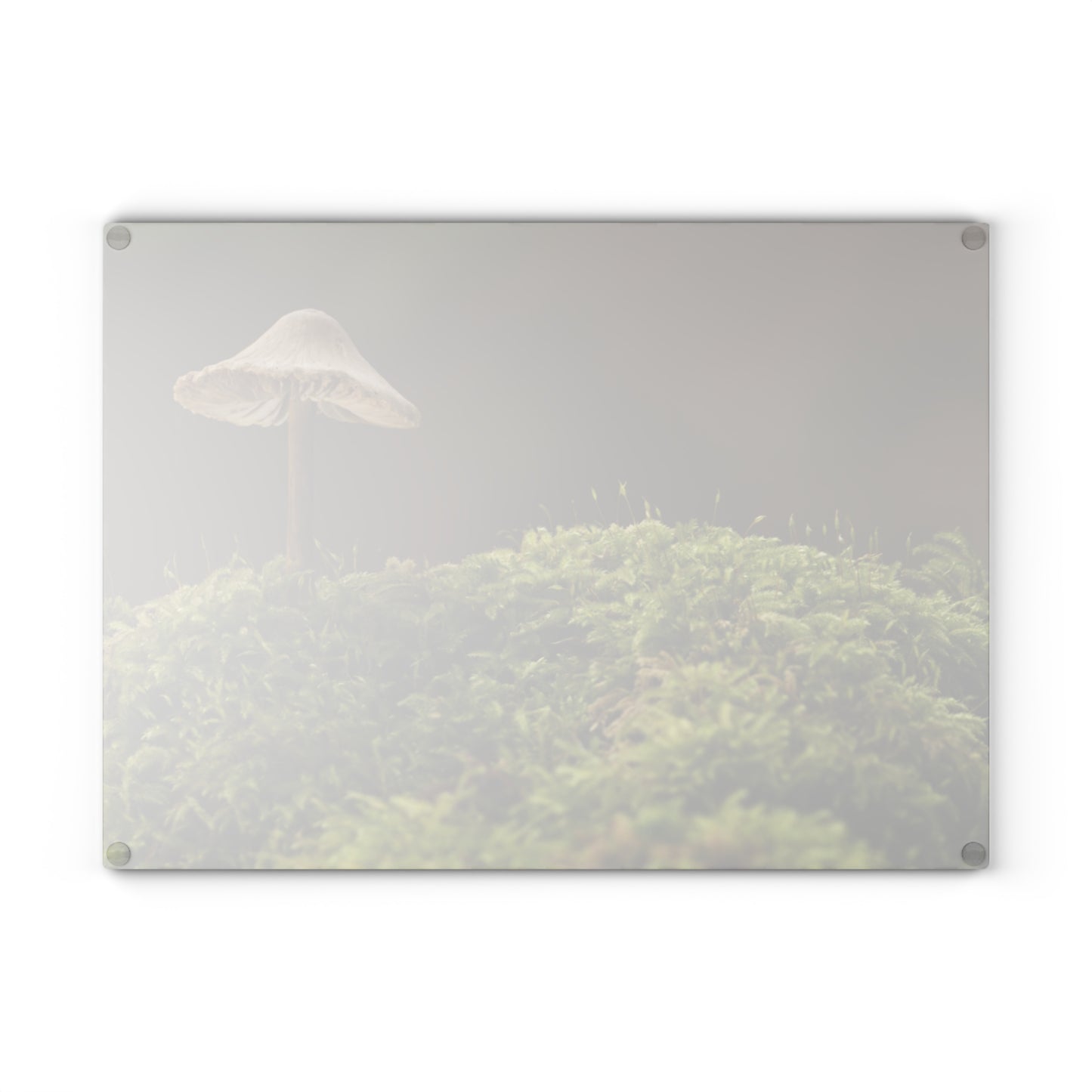 "Mushroom On Mossy Mound" Glass Cutting Board