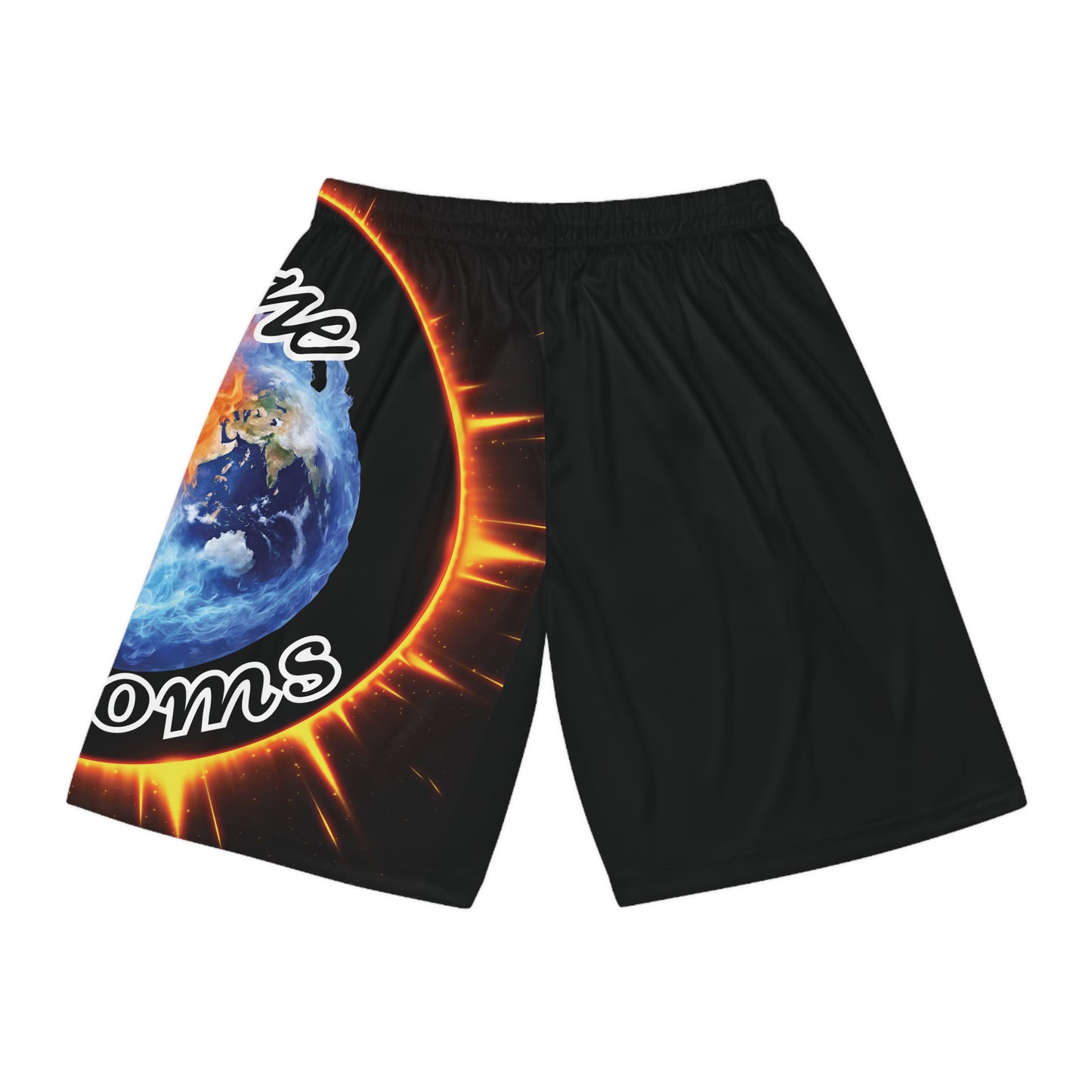 "Stone Customs" Left Leg Black Basketball Shorts (AOP)