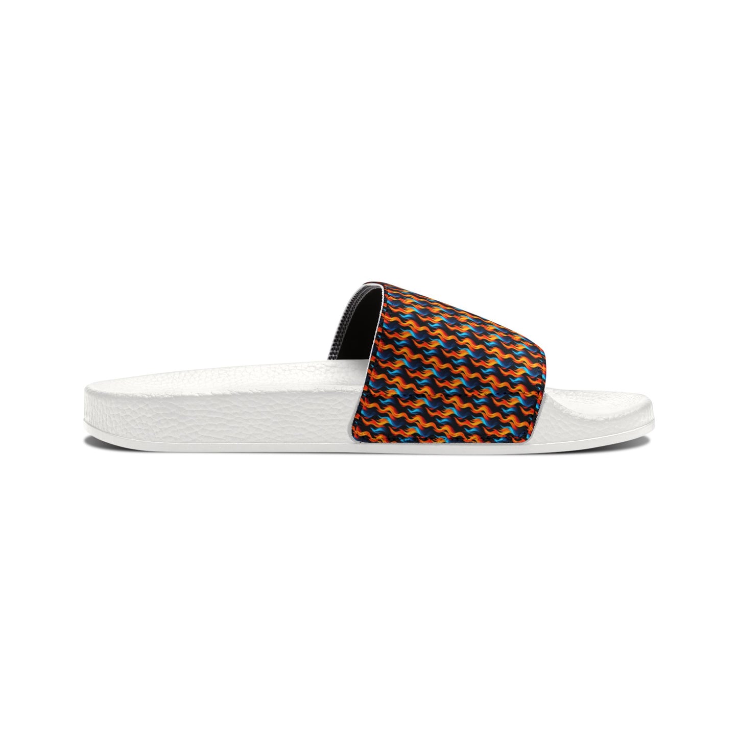 "Dancing Flames" White Men's PU Slide Sandals