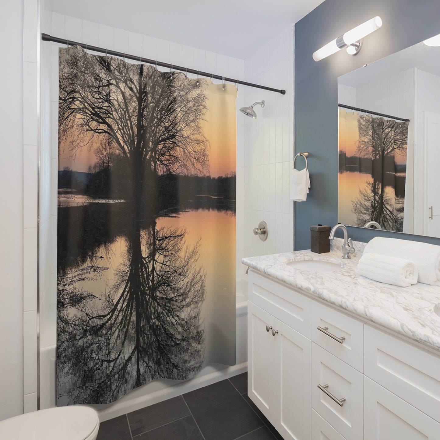 “Reflection At Sunset” Shower Curtain