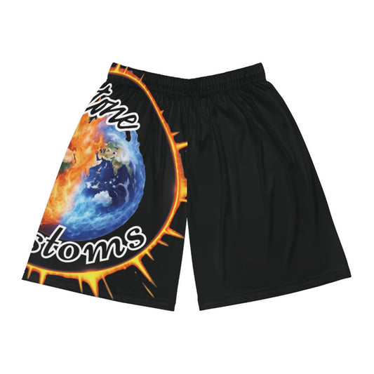 "Stone Customs" Right Leg Black Basketball Shorts (AOP)