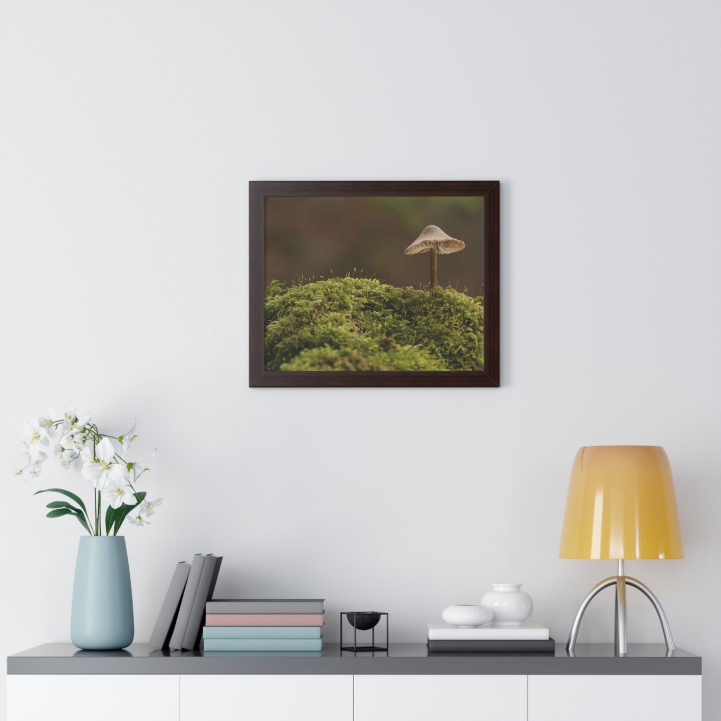 "Mushroom on Mossy Mound" Framed Horizontal Poster