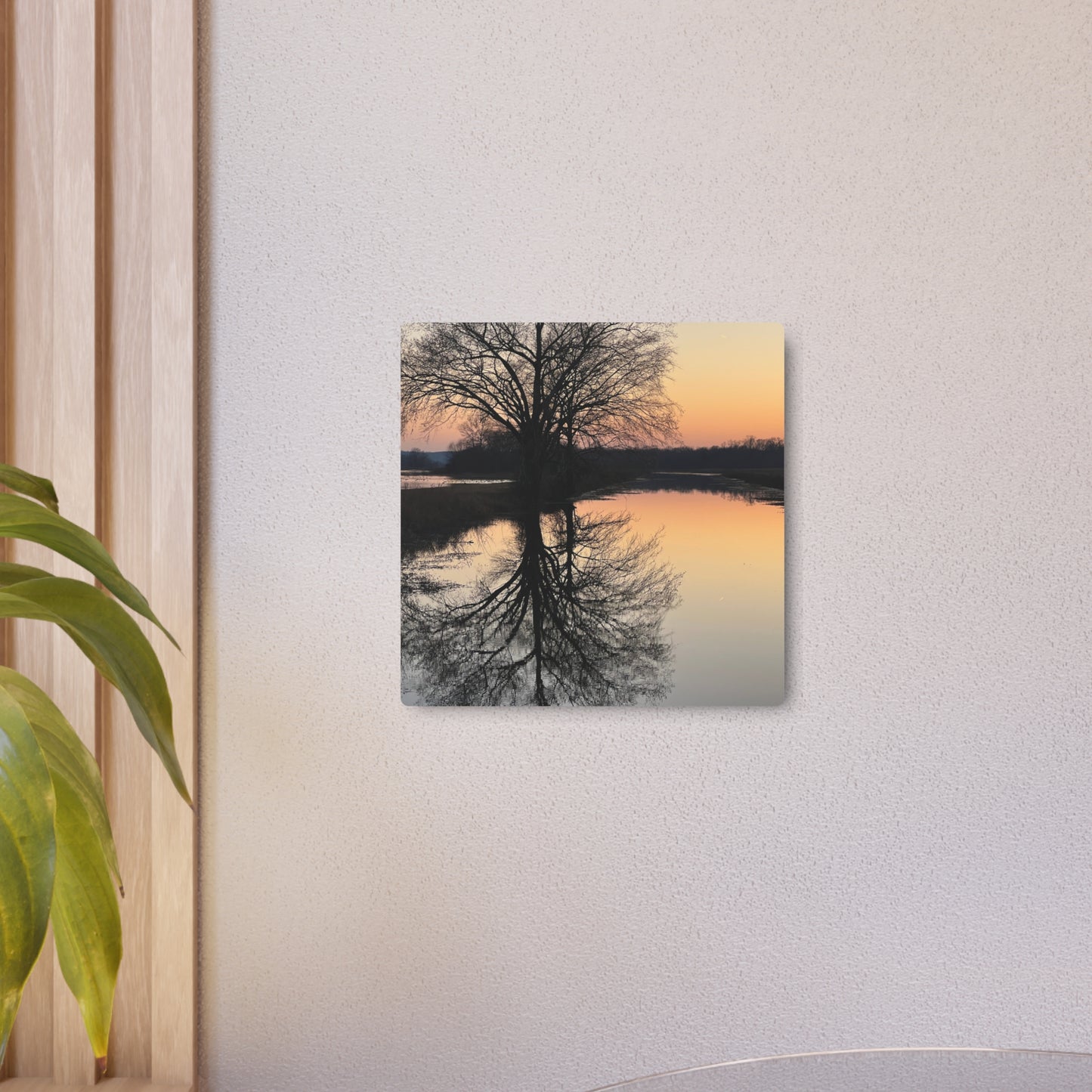 “Reflection At Sunset” Square Metal Art Sign