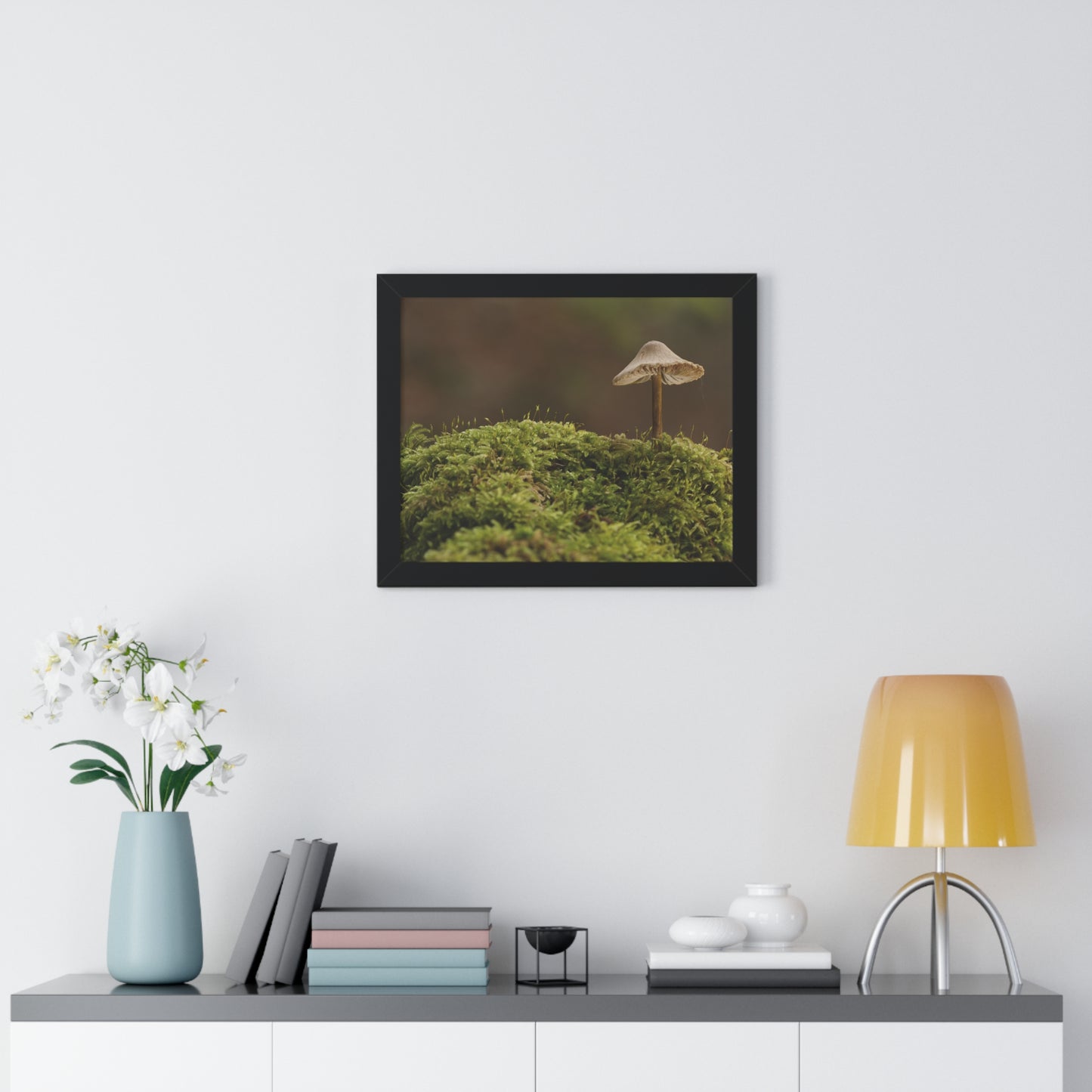 "Mushroom on Mossy Mound" Framed Horizontal Poster