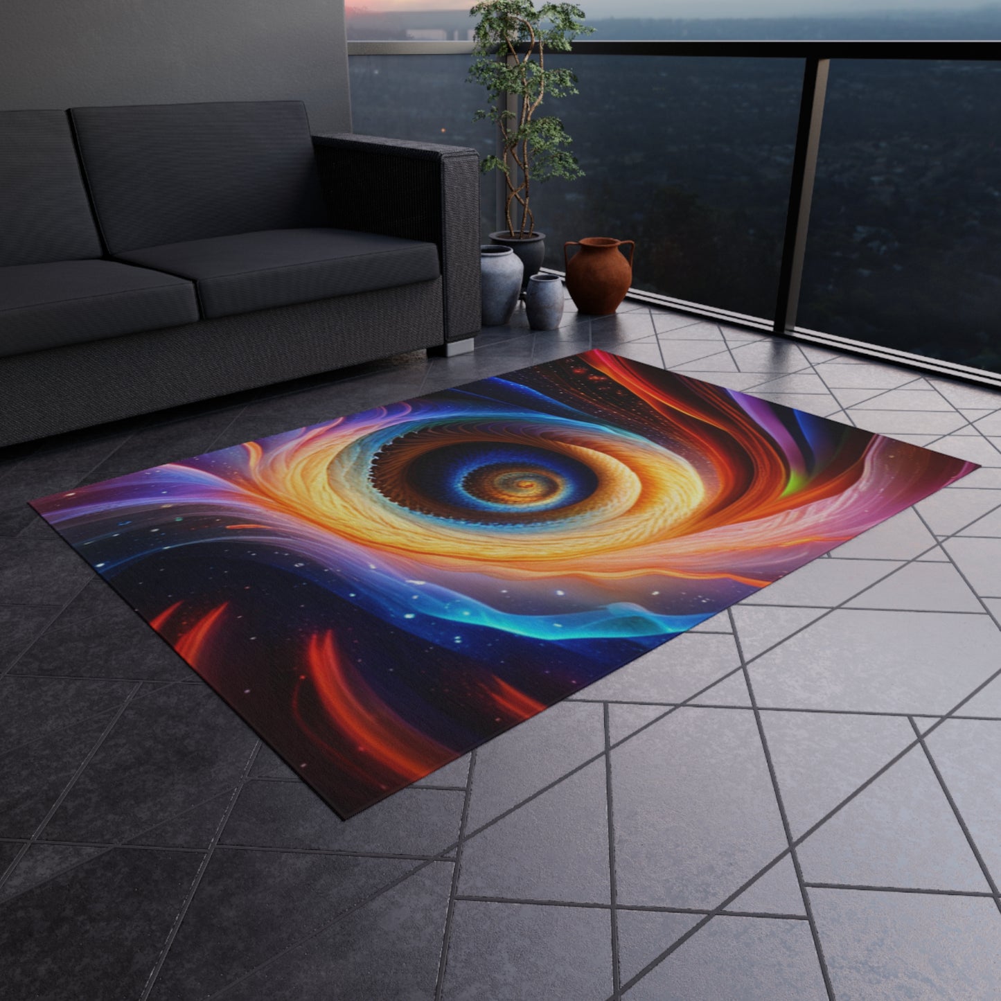 "Cosmic Spiral" Outdoor Rug