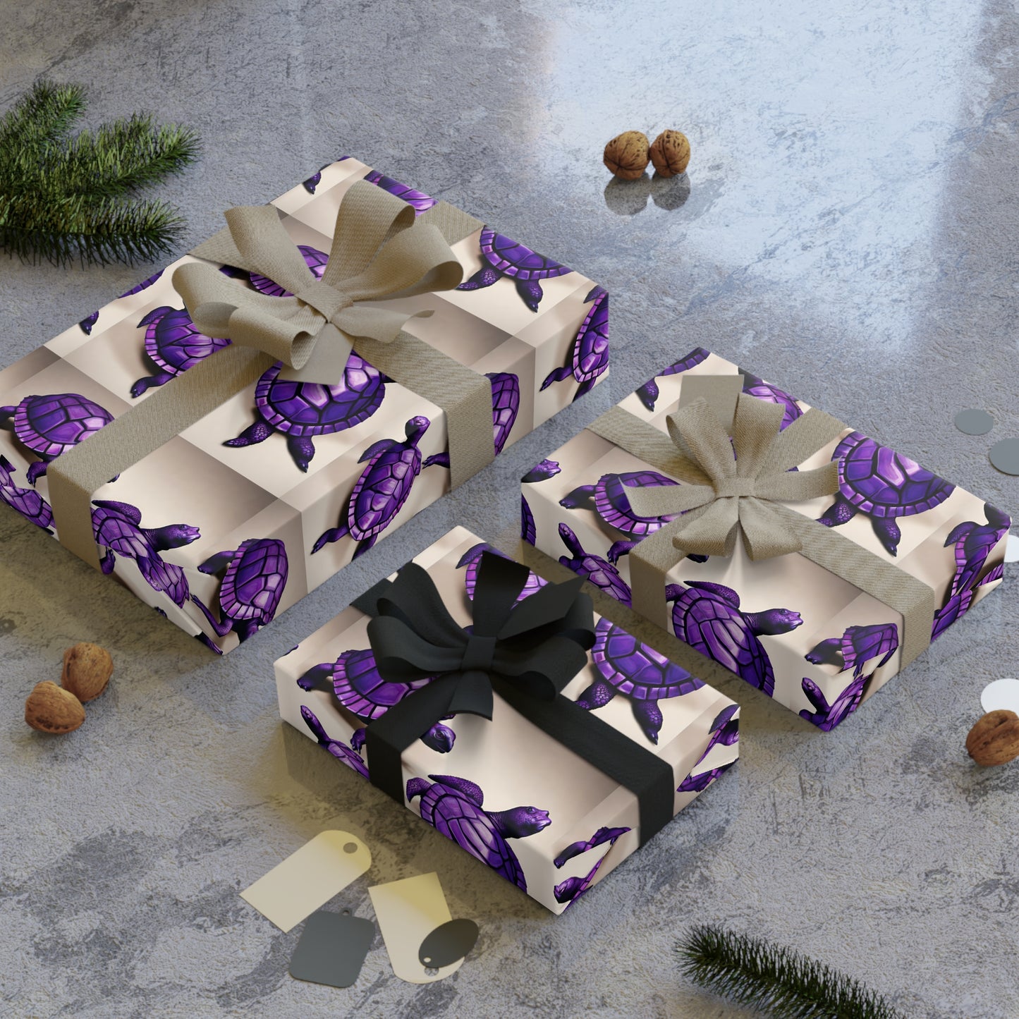 "Purple Turtles" Gift Wrapping Paper Rolls, 1pc